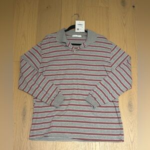 Oak and Fort Classic Gray and Red Striped Women's Polo
